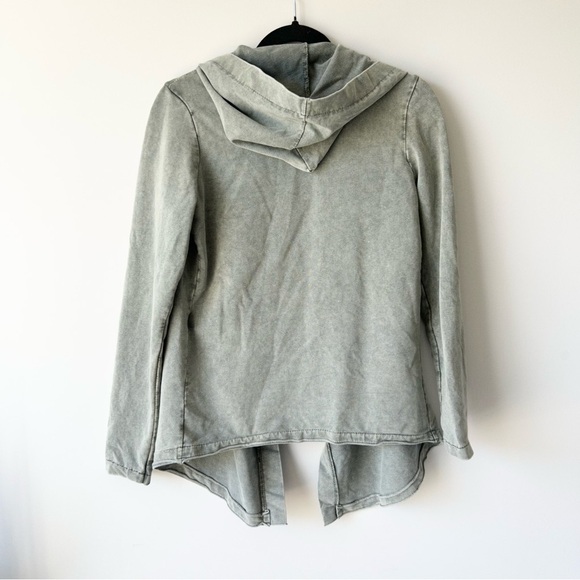 Keysha Washed Cotton Open Front  Hooded Jersey Sweatshirt Made in Italy - Picture 5 of 15